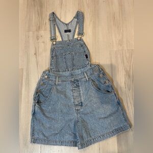 Guess Vintage Light Blue Denim Shortalls. Size Small Slim fitted